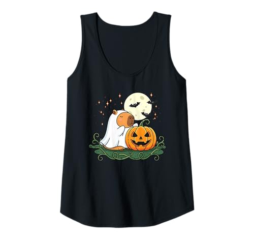 Damen Capybara Ghost Jack-o-Lantern Kürbis Halloween Grafik Tank Top von Halloween Animal Outfits Girls Boys Kids