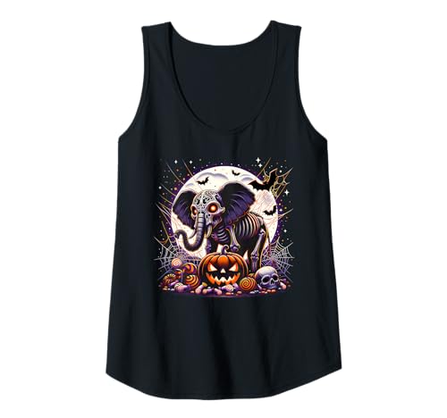 Damen Halloween Elefant Schädel Skelett Tank Top Damen Halloween Elefant Schädel Skelett Tank Top von Halloween Animal Outfits Girls Boys Kids
