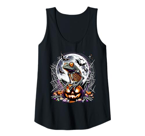 Damen Halloween Frosch Skelett Gruseliger Kürbis Jack o Laterne Tank Top von Halloween Animal Outfits Girls Boys Kids
