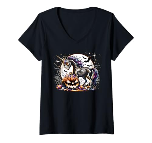 Damen Halloween-Grafik für Mädchen T-Shirt mit V-Ausschnitt Damen Halloween-Grafik für Mädchen T-Shirt mit V-Ausschnitt von Halloween Animal Outfits Girls Boys Kids