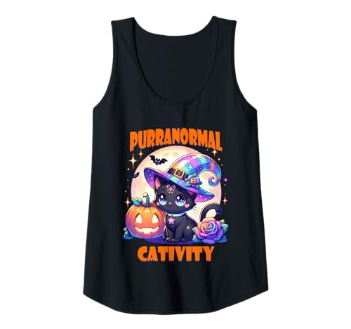 Damen Halloween Hexe Katze Kätzchen Niedliche Tier Mädchen Grafik Tank Top von Halloween Animal Outfits Girls Boys Kids