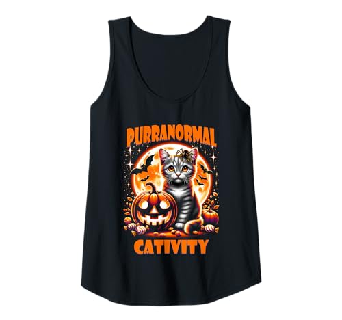 Damen Halloween Katze Kätzchen Purranormal Cativity Tier Grafik Tank Top von Halloween Animal Outfits Girls Boys Kids