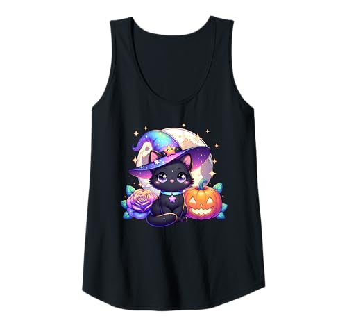 Damen Katze Hexe süßes Kätzchen Halloween Tank Top Damen Katze Hexe süßes Kätzchen Halloween Tank Top von Halloween Animal Outfits Girls Boys Kids