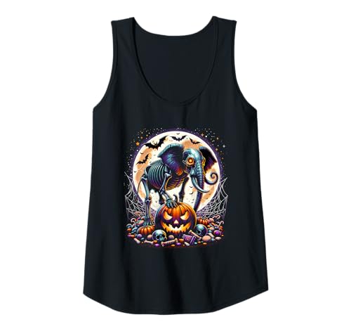Damen Mädchen Halloween Elefant Skelett Schädel Gruseltier Grafik Tank Top Damen Mädchen Halloween Elefant Skelett Schädel Gruseltier Grafik Tank Top von Halloween Animal Outfits Girls Boys Kids