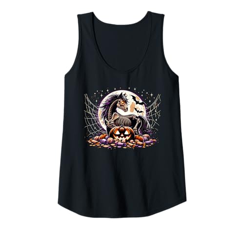 Damen Mädchen Halloween Skelett Pferd Tier Grafik Tank Top Damen Mädchen Halloween Skelett Pferd Tier Grafik Tank Top von Halloween Animal Outfits Girls Boys Kids