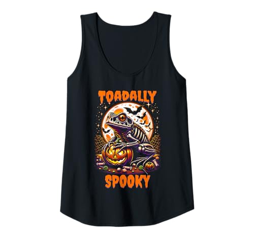 Damen Toadally Gruseliges Halloween-Kostüm Kröte Frosch Skelett Faule Tank Top Damen Toadally Gruseliges Halloween-Kostüm Kröte Frosch Skelett Faule Tank Top von Halloween Animal Outfits Girls Boys Kids