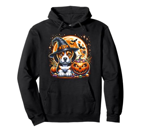 Halloween Beagle Welpe Hund Hexe Mädchen Grafik Pullover Hoodie von Halloween Animal Outfits Girls Boys Kids