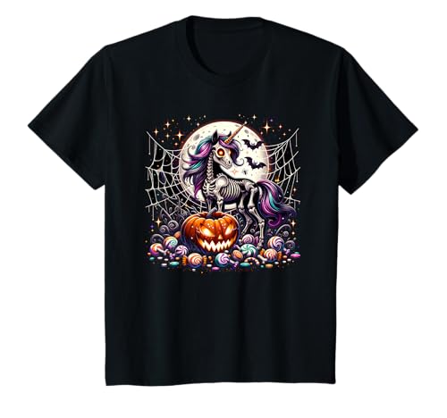 Halloween Einhorn Skelett Gruselige Gruselige Mädchen Grafik T-Shirt Halloween Einhorn Skelett Gruselige Gruselige Mädchen Grafik T-Shirt von Halloween Animal Outfits Girls Boys Kids