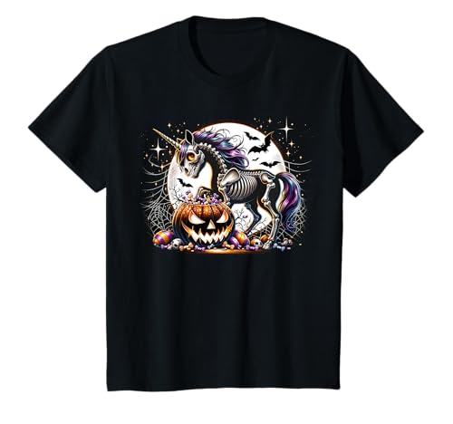 Halloween Einhorn Skelett Mädchen Grafik T-Shirt Halloween Einhorn Skelett Mädchen Grafik T-Shirt von Halloween Animal Outfits Girls Boys Kids