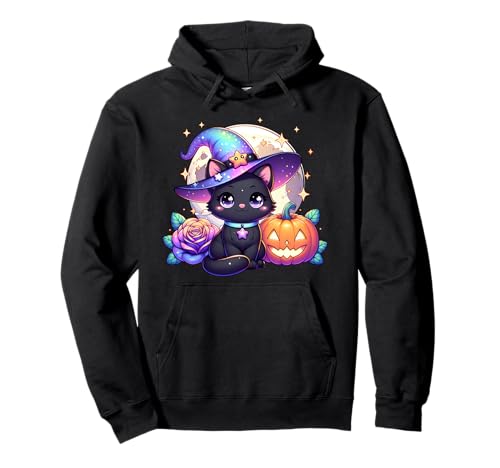 Halloween Hexe Katze Kätzchen Niedliche Tier Mädchen Grafik Pullover Hoodie von Halloween Animal Outfits Girls Boys Kids