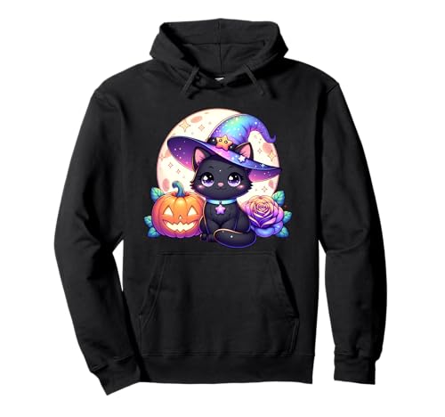 Halloween Hexe Katze Kätzchen Niedliche Tier Mädchen Grafik Pullover Hoodie von Halloween Animal Outfits Girls Boys Kids