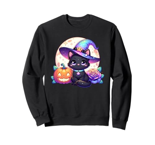 Halloween Hexe Katze Kätzchen Niedliche Tier Mädchen Grafik Sweatshirt von Halloween Animal Outfits Girls Boys Kids