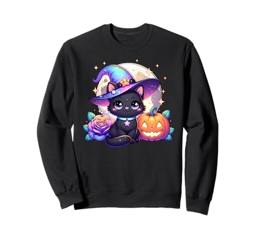 Halloween Hexe Katze Kätzchen Niedliche Tier Mädchen Grafik Sweatshirt von Halloween Animal Outfits Girls Boys Kids