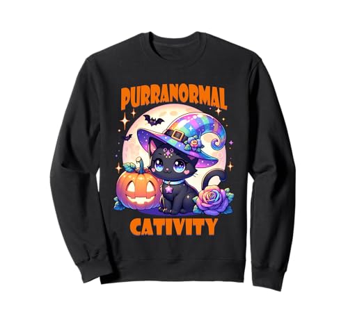 Halloween Hexe Katze Kätzchen Niedliche Tier Mädchen Grafik Sweatshirt von Halloween Animal Outfits Girls Boys Kids