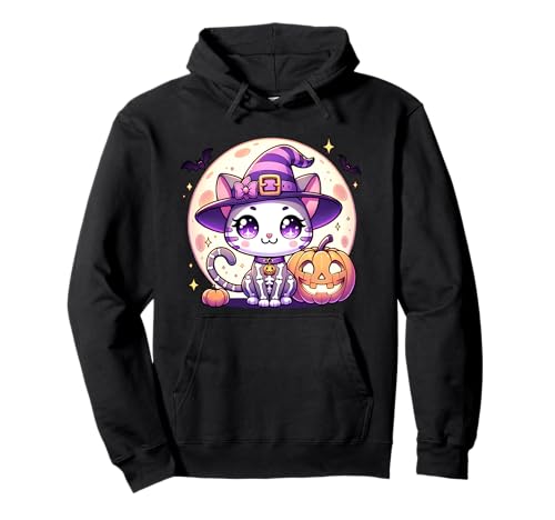 Halloween Hexe Skelett Katze Kätzchen Niedlich Tier Mädchen Grafik Pullover Hoodie Halloween Hexe Skelett Katze Kätzchen Niedlich Tier Mädchen Grafik Pullover Hoodie von Halloween Animal Outfits Girls Boys Kids