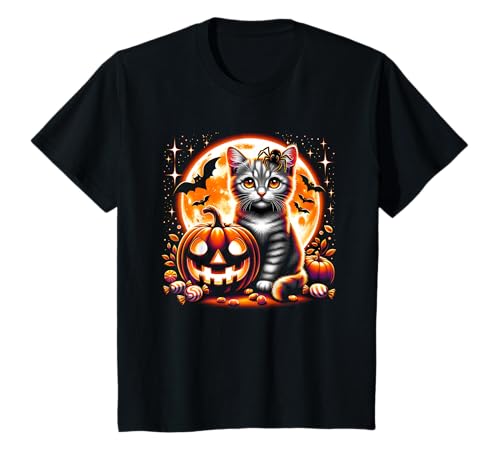 Halloween Katze Kätzchen Gruseliger Kürbis Jack o Laterne Cute Girl T-Shirt Halloween Katze Kätzchen Gruseliger Kürbis Jack o Laterne Cute Girl T-Shirt von Halloween Animal Outfits Girls Boys Kids