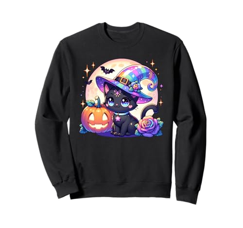 Halloween Katze Kätzchen Hexe Mädchen Sweatshirt von Halloween Animal Outfits Girls Boys Kids