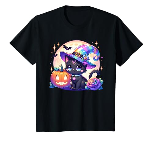 Halloween Katze Kätzchen Hexe Mädchen T-Shirt Halloween Katze Kätzchen Hexe Mädchen T-Shirt von Halloween Animal Outfits Girls Boys Kids
