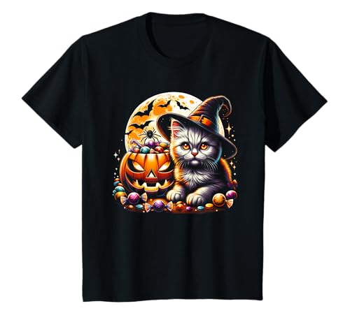 Halloween Katze Kätzchen Hexe Mädchen T-Shirt Halloween Katze Kätzchen Hexe Mädchen T-Shirt von Halloween Animal Outfits Girls Boys Kids