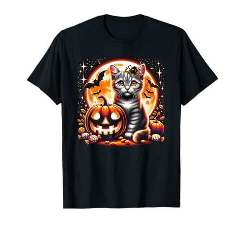 Halloween Katze Mädchen Grafik T-Shirt Halloween Katze Mädchen Grafik T-Shirt von Halloween Animal Outfits Girls Boys Kids