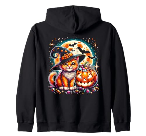 Halloween Kitty Katze Kätzchen Mädchen Grafik Kapuzenjacke Halloween Kitty Katze Kätzchen Mädchen Grafik Kapuzenjacke von Halloween Animal Outfits Girls Boys Kids