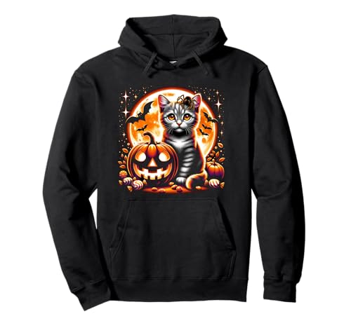 Halloween Kitty Katze Kätzchen Mädchen Grafik Pullover Hoodie von Halloween Animal Outfits Girls Boys Kids