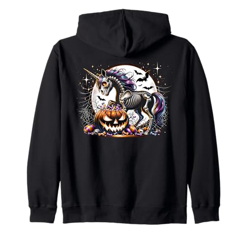 Halloween Skelett Einhorn Mädchen Grafik Kapuzenjacke von Halloween Animal Outfits Girls Boys Kids