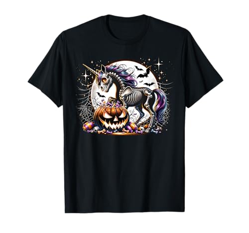 Halloween Skelett Einhorn Mädchen Grafik T-Shirt Halloween Skelett Einhorn Mädchen Grafik T-Shirt von Halloween Animal Outfits Girls Boys Kids