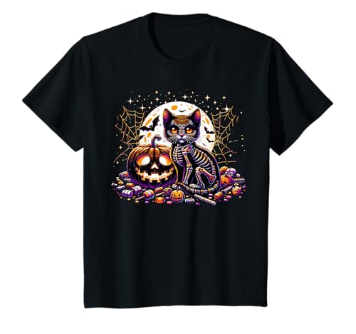 Halloween Skelett Katze Kätzchen Gruseltier Mädchen Grafik T-Shirt Halloween Skelett Katze Kätzchen Gruseltier Mädchen Grafik T-Shirt von Halloween Animal Outfits Girls Boys Kids