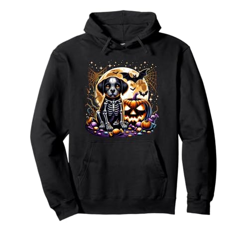 Halloween Skelett Welpe Hund Gruseltier Mädchen Grafik Pullover Hoodie von Halloween Animal Outfits Girls Boys Kids