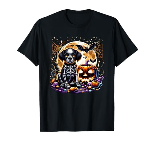 Halloween Skelett Welpe Hund Gruseltier Mädchen Grafik T-Shirt Halloween Skelett Welpe Hund Gruseltier Mädchen Grafik T-Shirt von Halloween Animal Outfits Girls Boys Kids