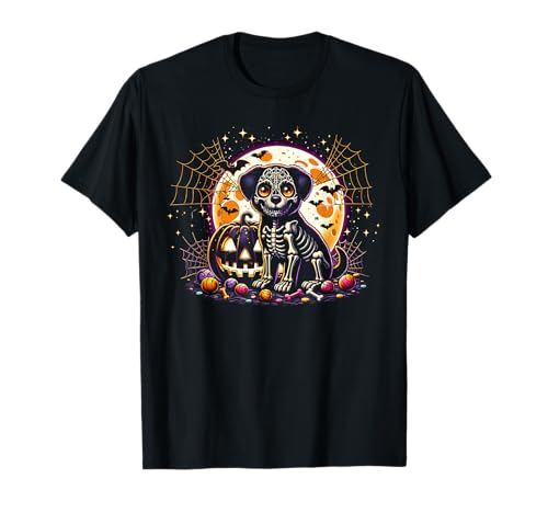 Halloween Skelett Welpe Hund Gruseltier Mädchen Grafik T-Shirt Halloween Skelett Welpe Hund Gruseltier Mädchen Grafik T-Shirt von Halloween Animal Outfits Girls Boys Kids