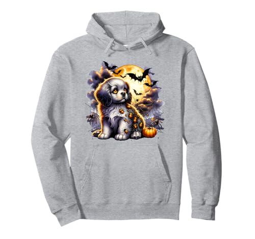 Halloween-Welpe Hund Gruselige Mädchen Grafik Pullover Hoodie von Halloween Animal Outfits Girls Boys Kids