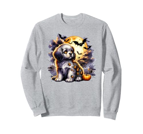 Halloween-Welpe Hund Gruselige Mädchen Grafik Sweatshirt von Halloween Animal Outfits Girls Boys Kids