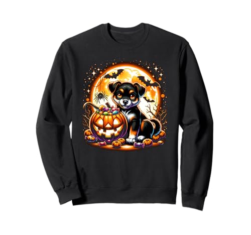 Halloween-Welpe Hund Gruselige Mädchen Grafik Sweatshirt von Halloween Animal Outfits Girls Boys Kids