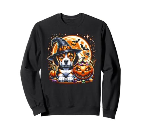 Halloween Welpe Hund Hexe Kürbis Jack o Laterne Niedliche Mädchen Sweatshirt von Halloween Animal Outfits Girls Boys Kids