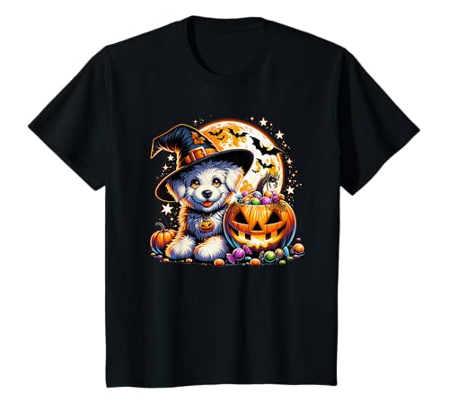 Halloween-Welpe Hund Hexe Mädchen Grafik T-Shirt Halloween-Welpe Hund Hexe Mädchen Grafik T-Shirt von Halloween Animal Outfits Girls Boys Kids
