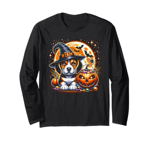Halloween-Welpe Hund Mädchen Grafik Langarmshirt Halloween-Welpe Hund Mädchen Grafik Langarmshirt von Halloween Animal Outfits Girls Boys Kids