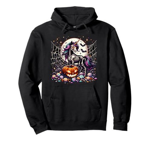 Mädchen Halloween Einhorn Skelett Grafik Pullover Hoodie Mädchen Halloween Einhorn Skelett Grafik Pullover Hoodie von Halloween Animal Outfits Girls Boys Kids