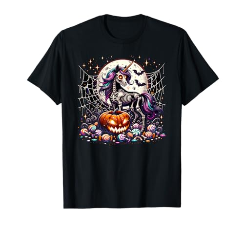 Mädchen Halloween Einhorn Skelett Grafik T-Shirt von Halloween Animal Outfits Girls Boys Kids