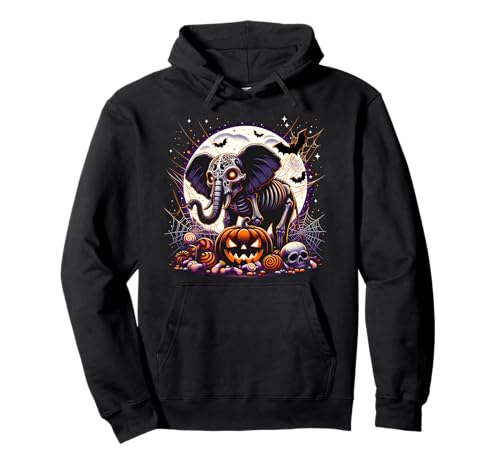 Mädchen Halloween Elefant Skelett Schädel Gruseltier Grafik Pullover Hoodie von Halloween Animal Outfits Girls Boys Kids