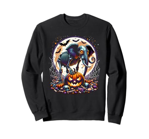 Mädchen Halloween Elefant Skelett Schädel Gruseltier Grafik Sweatshirt Mädchen Halloween Elefant Skelett Schädel Gruseltier Grafik Sweatshirt von Halloween Animal Outfits Girls Boys Kids