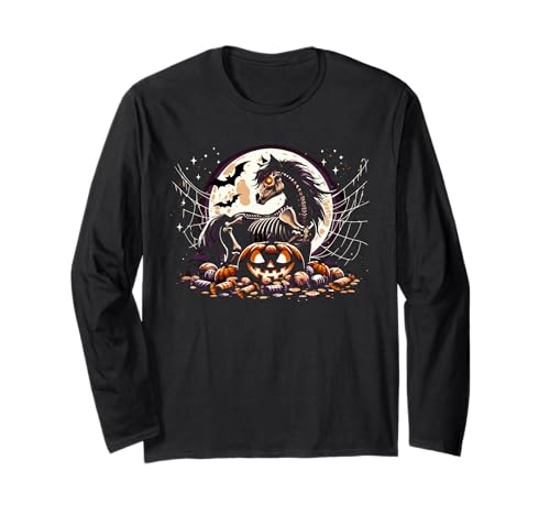 Mädchen Halloween Pferd Skelett Grafik Langarmshirt Mädchen Halloween Pferd Skelett Grafik Langarmshirt von Halloween Animal Outfits Girls Boys Kids