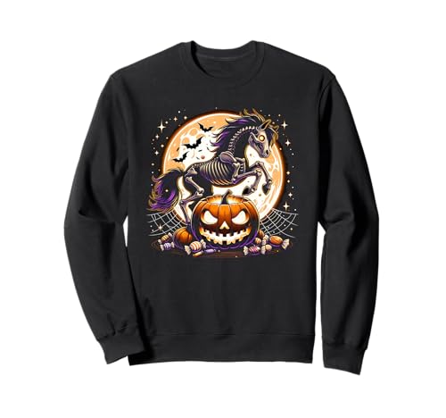 Mädchen Halloween Pferd Skelett Grafik Sweatshirt Mädchen Halloween Pferd Skelett Grafik Sweatshirt von Halloween Animal Outfits Girls Boys Kids