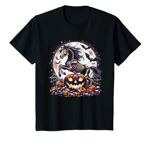 Mädchen Halloween Pferd Skelett Grafik T-Shirt Mädchen Halloween Pferd Skelett Grafik T-Shirt von Halloween Animal Outfits Girls Boys Kids