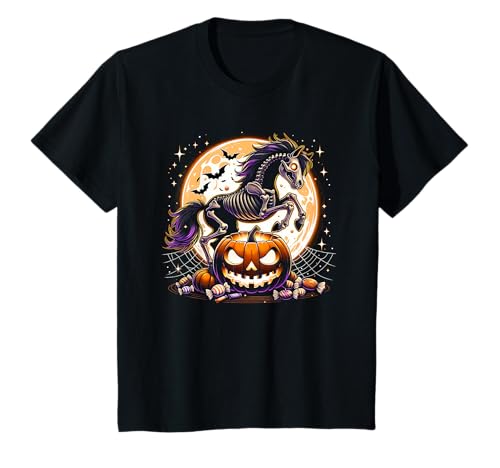 Mädchen Halloween Pferd Skelett Grafik T-Shirt Mädchen Halloween Pferd Skelett Grafik T-Shirt von Halloween Animal Outfits Girls Boys Kids