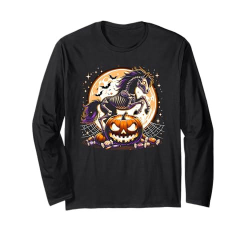 Mädchen Halloween Pferd Skelett Schädel Tier Grafik Langarmshirt Mädchen Halloween Pferd Skelett Schädel Tier Grafik Langarmshirt von Halloween Animal Outfits Girls Boys Kids