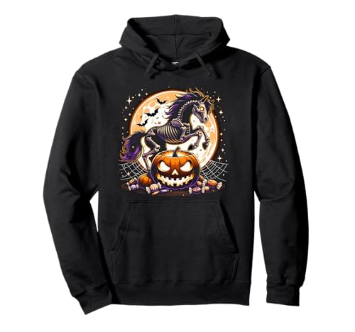 Mädchen Halloween Pferd Skelett Schädel Tier Grafik Pullover Hoodie von Halloween Animal Outfits Girls Boys Kids
