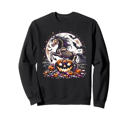 Mädchen Halloween Pferd Skelett Schädel Tier Grafik Sweatshirt von Halloween Animal Outfits Girls Boys Kids