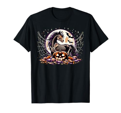 Mädchen Halloween Pferd Skelett Tier Grafik T-Shirt Mädchen Halloween Pferd Skelett Tier Grafik T-Shirt von Halloween Animal Outfits Girls Boys Kids